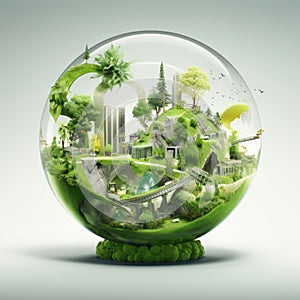 Renewable energy light bulb with green energy. Green energy concept illustrating renewable and sustainable energy
