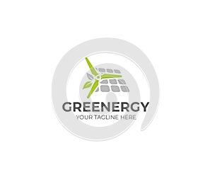 Renewable Energy Logo Template. Windpower and Solar Panel Vector Design photo