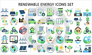 Renewable energy multi color icons pack