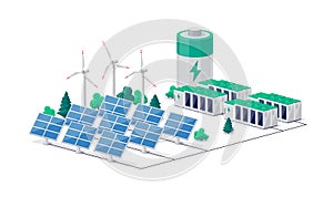 Renewable Energy Power Station with Solar Wind and Battery Storage