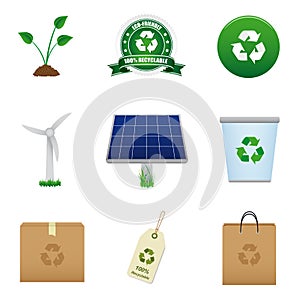 Renewable energy and recycle icon