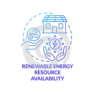 Renewable energy resource availability blue gradient concept icon