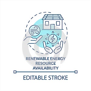 Renewable energy resource availability turquoise concept icon