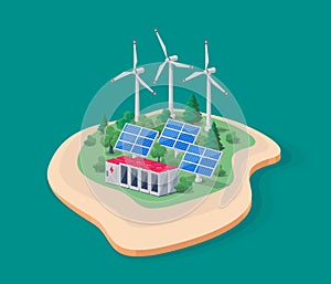 Renewable Energy Smart Off-grid Power Station with Solar Wind and Battery Storage on Island