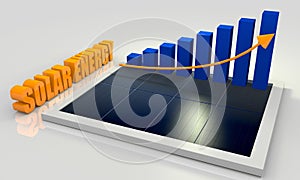 Renewable energy, solar panel with chart