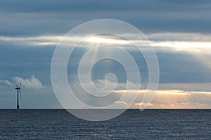 Renewable energy. Sustainable resources. Beautiful sky and seascape background image