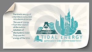 Renewable energy from tidal energy templates infographics