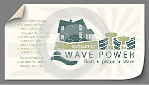 Renewable energy from wave power templates infographics