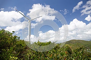 Renewable energy by wind turbine system at Lamma island, Hong K