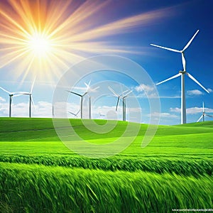 renewable energy with wind turbines to produce