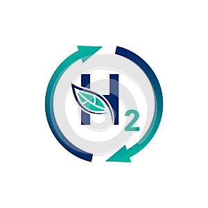 Renewable Green Eco Energy Clean Hydrogen H2 Icon Concept.