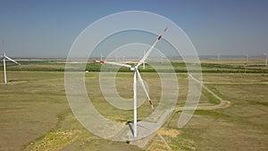 Renewable green energy, wind energy with windmills or wind turbine