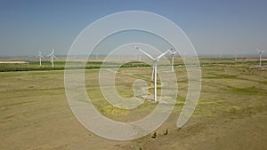 Renewable green energy, wind energy with windmills or wind turbine