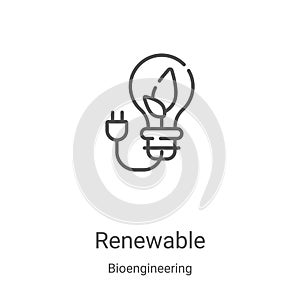 renewable icon vector from bioengineering collection. Thin line renewable outline icon vector illustration. Linear symbol for use