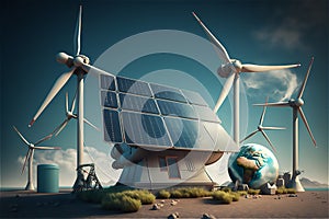 Renewable Power Generation: Power stations that use solar panels and wind turbines are renewable power generators
