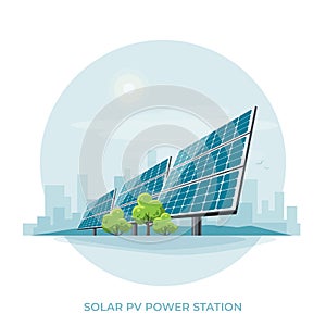 Renewable solar photovoltaic power station plant