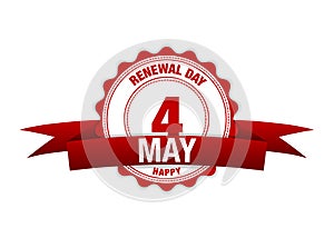 Renewal Day, Red Calendar Holiday. 4 may Vector