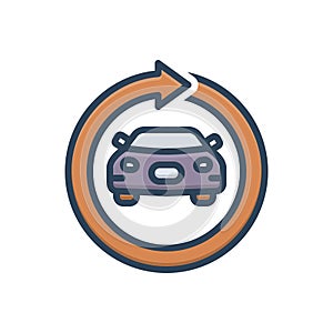 Color illustration icon for Renewal, renovation and car