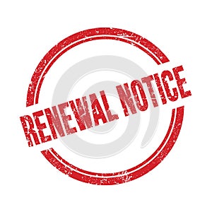 RENEWAL NOTICE text written on red grungy round stamp
