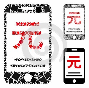 Renminbi Yuan mobile payment Mosaic Icon of Humpy Items