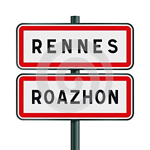 Rennes road signs entrance
