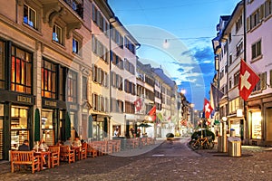 Rennweg street in old town Zurich, Switzerland