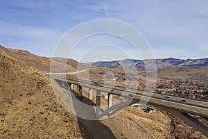 RENO, NEVADA, UNITED STATES - Dec 24, 2020: Galena Creek Bridge crosses the Washoe County landscape