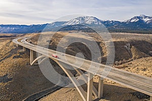 RENO, NEVADA, UNITED STATES - Dec 24, 2020: The Galena Creek Bridge on Interstate 580/US Hwy 395