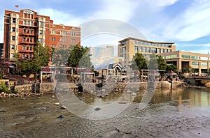 Reno skyline along Truckee river, Nevada