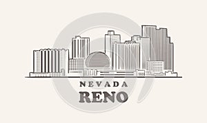 Reno skyline, nevada drawn sketch big city photo