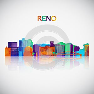 Reno skyline silhouette in colorful geometric style. photo