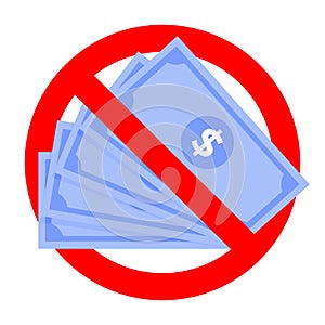 Renouncement cash money icon, do not accept cash banknotes