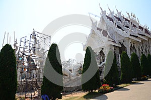 Renovate build big Quan Yin monument and sculpture carved Kuan Yin chinese goddess statue for thai people travelers travel visit