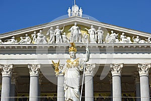 Renovated Austrian Parliament with the Pallas Athene on the Ringstrasse in Vienna