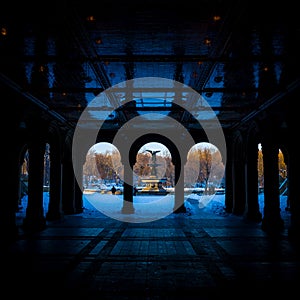 Renovated Bethesda Arcade and Fountain in Central Park, New York