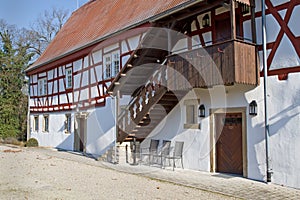 Renovated half-timbered historic house