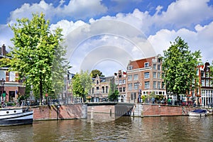 Renovated mansions in Amsterdam historical canal belt, Ntherlands