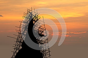 Renovated pagoda silhouette