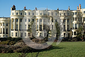 Renovated properties on Brunswick Square near the sea front in Hove, Brighton in East Sussex, UK.