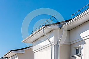 Renovated roof against blue sky background