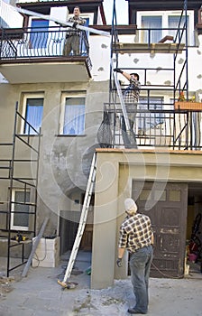 Renovating house facade photo