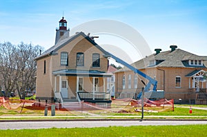 The renovation of a house. Construction or repair