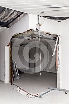 renovation in a house, destroyed wall