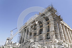 Renovation of Parthenon Temple on the Athenian Acropolis, in Athens, Greece