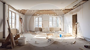 Renovation in Progress in an Old Spacious Room