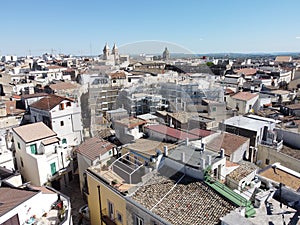 Renovation works in Altamura, Italy, from above in a drone shot