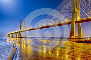 Renowned Picturesque Vasco Da Gama Bridge in Lisbon