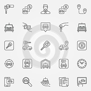 Rent a car icons set