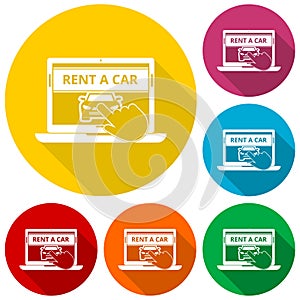 Rent a Car Transportation design icons set with long shadow
