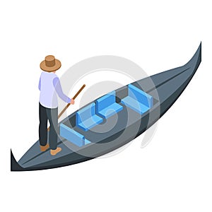 Rent gondolier icon isometric vector. Venice boat